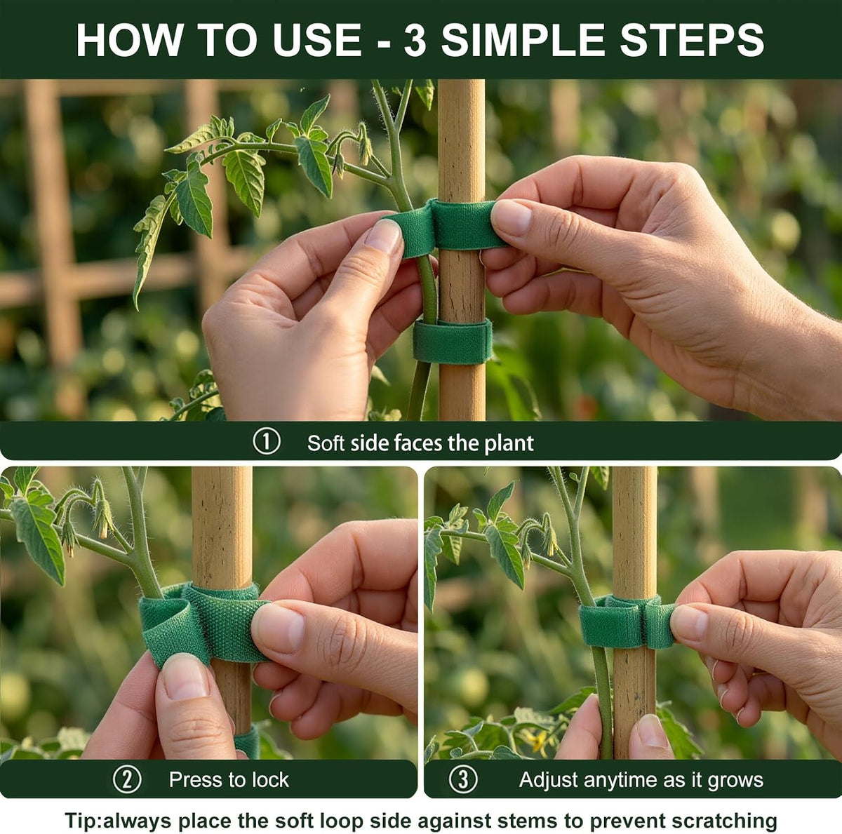 Plant Tape – Reusable Hook and Loop Plant Ties for Climbing Plants, Adjustable Garden Tape for Tomatoes, Vines & Indoor Plants | Nylon, 0.47 in Wide | 2 Rolls, 98ft