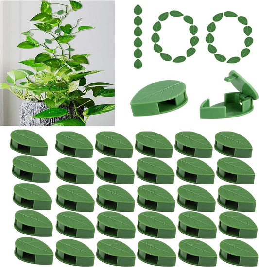 100 Pcs Plant Climbing Wall Fixture Clips Acrylic Self-Adhesive Sticker Plant Fixer Vine Traction Invisible Holder Climbing Plant Green Leaf Vines Hook Fixing Clip Indoor Outdoor Decoration