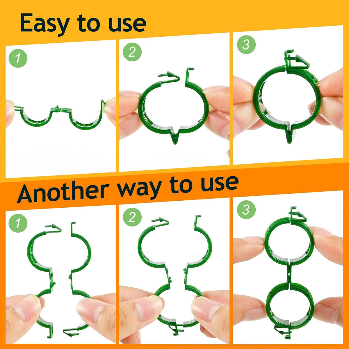 Secured Plant Support Clips - Heavy Duty Tomato Clips for String Trellis 200Pcs, Grape Vine Grid Clamp for Garden Netting Climbing Plants, Fixing Stem and Vine (Green)