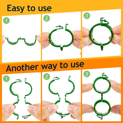 Secured Plant Support Clips - Heavy Duty Tomato Clips for String Trellis 200Pcs, Grape Vine Grid Clamp for Garden Netting Climbing Plants, Fixing Stem and Vine (Green)