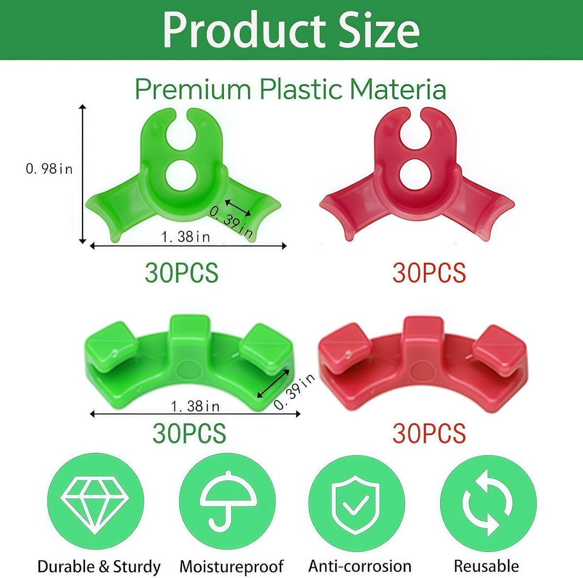120-Pack Plant Training Clips for Low Stress Training - 90-Degree Angle Plastic Plant Stem Support Clips, Reusable Garden Clips for Tomatoes, Vines (Red & Green)
