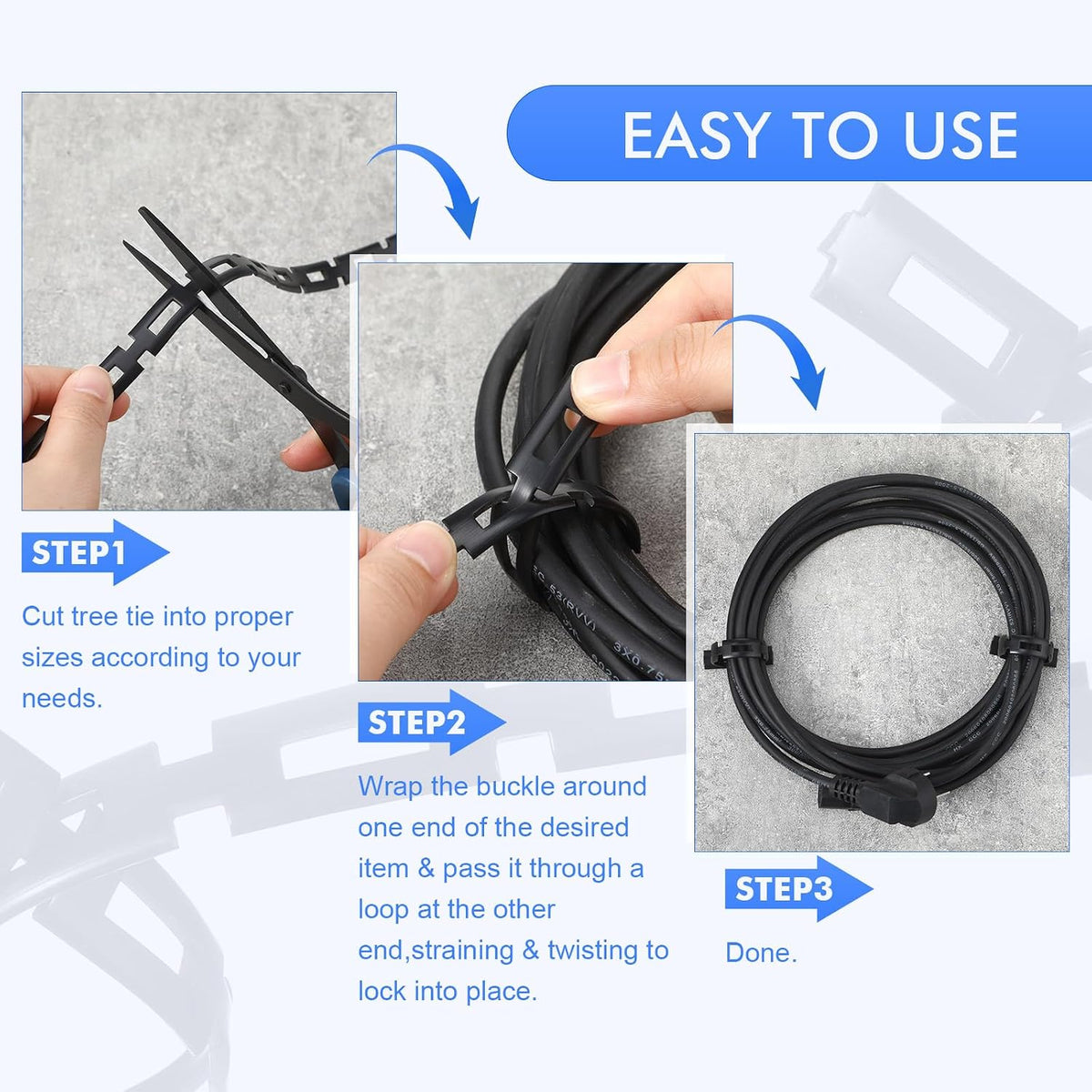 Wesiti 50 Ft Plastic Chain Lock Tree Tie, 1/2 Inch Wide Adjustable