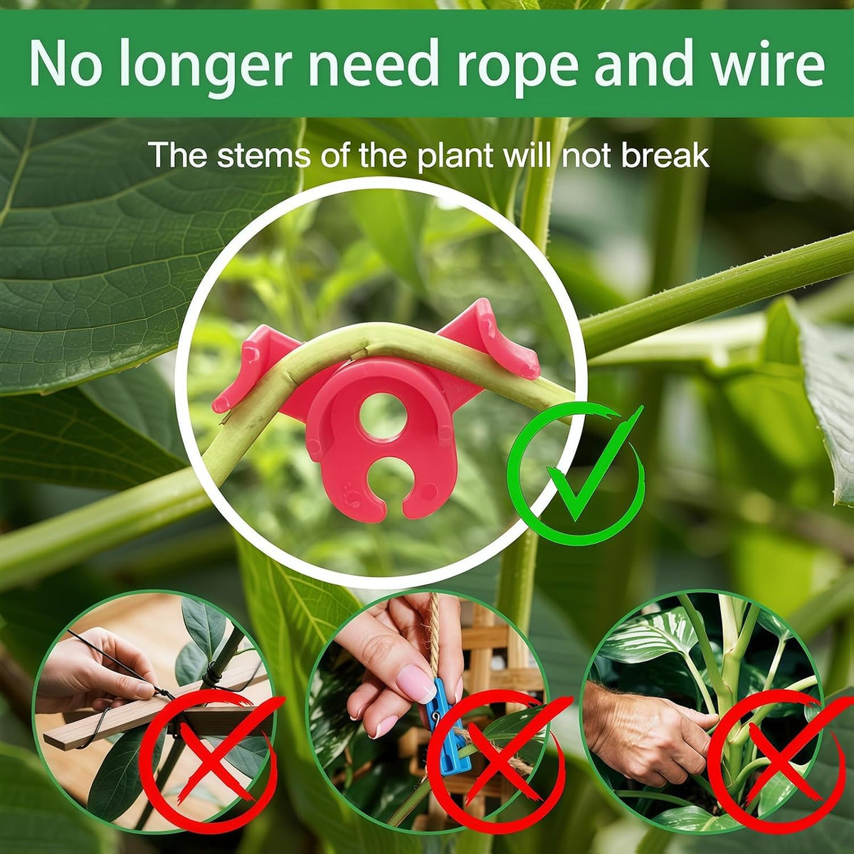 120-Pack Plant Training Clips for Low Stress Training - 90-Degree Angle Plastic Plant Stem Support Clips, Reusable Garden Clips for Tomatoes, Vines (Red & Green)