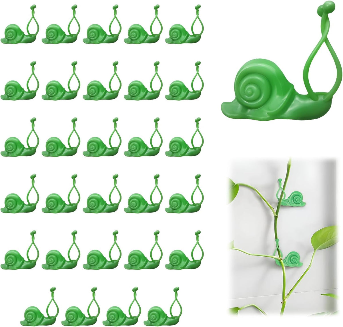 30 Pack Creative Snail Shaped Plant Climbing Wall Fixture Clips