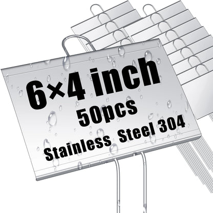 Landhoow 12 Pcs Large Plant Marker, 6'' X 8'' with 13'' Stake, Silver