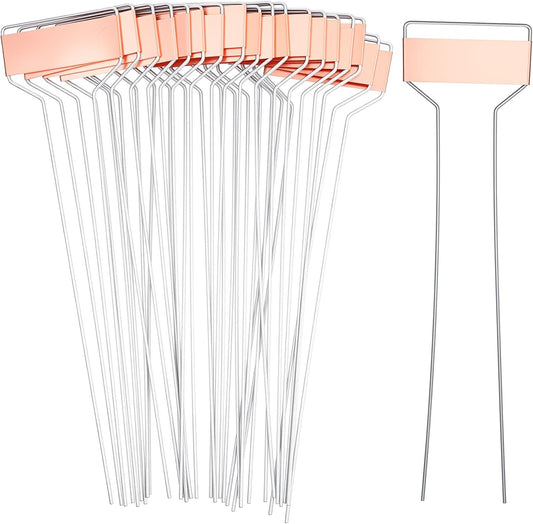 32 Pack 10 Inch Silver Copper Metal Plant Labels, Garden Stake Tags, Reusable Waterproof Planting Markers