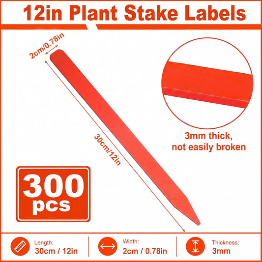 Weysat 300 Pcs 12" Wood Plant Labels for Field or Containers Plant Tags Wood Garden Labels for Seedling Stakes Markers Nursery Seed Tags with Smooth Surface for Pot Herbs Flowers Vegetables (Orange)