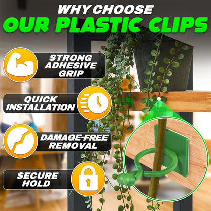 110 Pcs Wall Plant Clips for Climbing Plants, Self-Adhesive (Green)