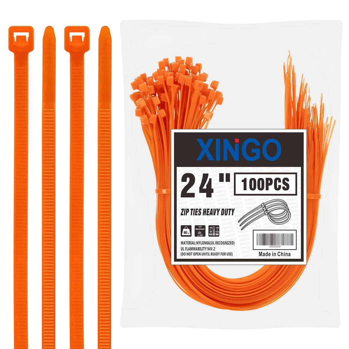 XINGO 18 inch Garden Green Zip Ties Heavy Duty (100 Pack), 60lb Tensile Strength, UV Resistant Cable Ties for indoor and outdoor use