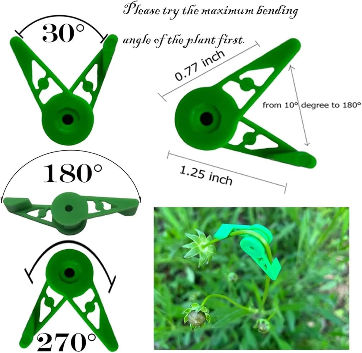 Branch bender 100pcs Plant Branches Bender Training Clips Garden Stem Trainer Clips 270 Degree Adjustable Planter Holder For Low Stress Training Tool for Plant Bonsai Garden Home(Green)