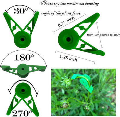 Branch bender 100pcs Plant Branches Bender Training Clips Garden Stem Trainer Clips 270 Degree Adjustable Planter Holder For Low Stress Training Tool for Plant Bonsai Garden Home(Green)
