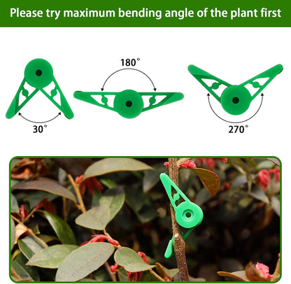 YBB 60 Pcs 360 Degree Adjustable Plant Clips, Plant Branches Bender Stem Trainer Clips for Low Stress Training (Green + White)