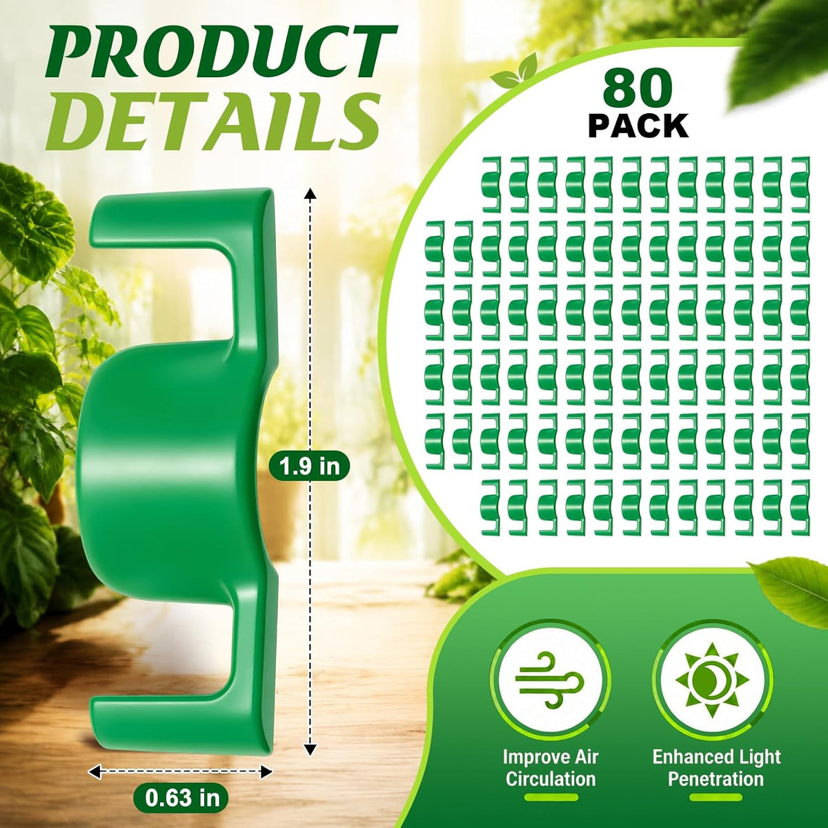 Feekoon 80 Pack LST Plant Training Clips Branch Benders(Green)