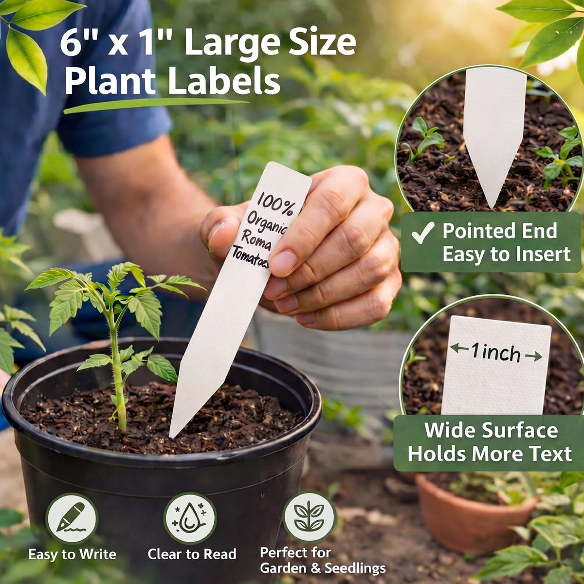 1000 Pcs 6 Inch Plant Tags, Plastic Plant Label Tag, White