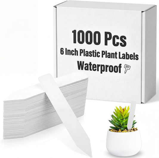 1000 Pcs 6 Inch Plant Tags, Plastic Plant Label Tag, White