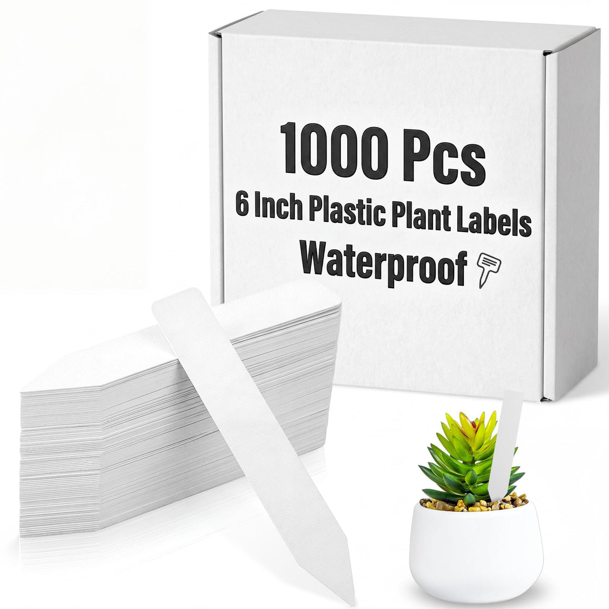 1000 Pcs 6 Inch Plant Tags, Plastic Plant Label Tag, White