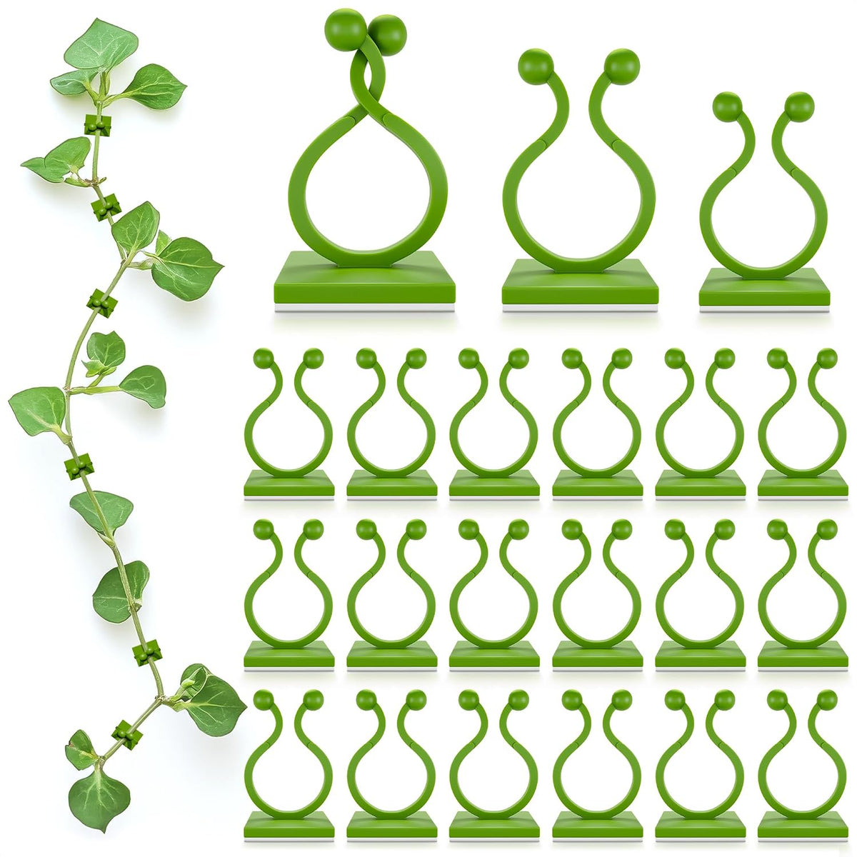 Plant Clips for Climbing Plants, 110 Pcs, 3 Sizes, Self-Adhesive Wall Clips