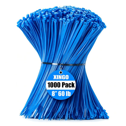 XINGO 1000 PCS Garden Green Zip Ties 8 Inch, 60 LBS Tensile Strength, Self-Locking Nylon Plastic Nylon PA66 Wire Ties for Indoor and Outdoor Use