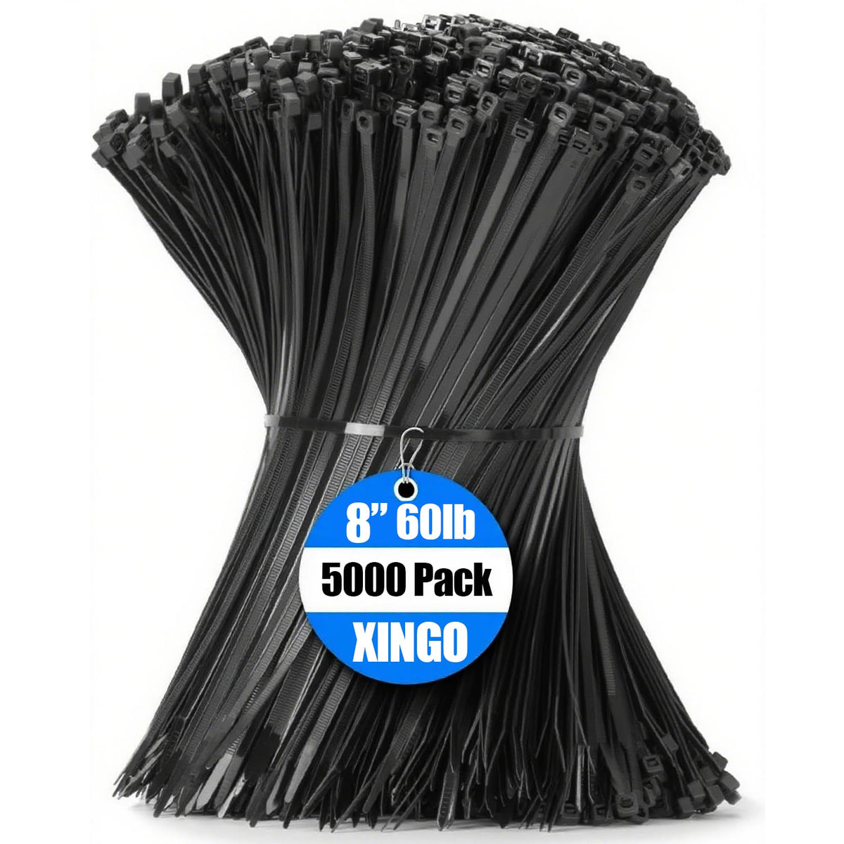 XINGO 1000 PCS Garden Green Zip Ties 8 Inch, 60 LBS Tensile Strength, Self-Locking Nylon Plastic Nylon PA66 Wire Ties for Indoor and Outdoor Use
