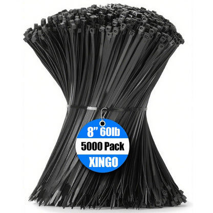 XINGO 1000 PCS Garden Green Zip Ties 8 Inch, 60 LBS Tensile Strength, Self-Locking Nylon Plastic Nylon PA66 Wire Ties for Indoor and Outdoor Use