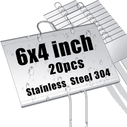 Landhoow 12 Pcs Large Plant Marker, 6'' X 8'' with 13'' Stake, Silver