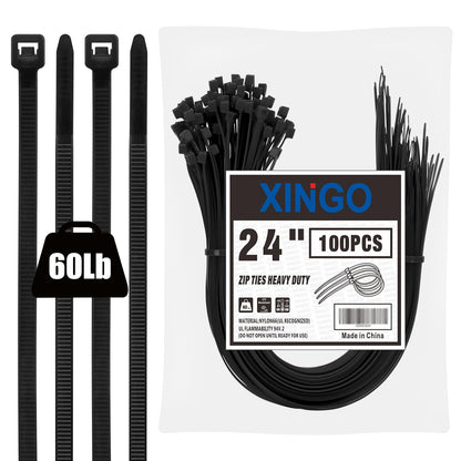 XINGO 18 inch Garden Green Zip Ties Heavy Duty (100 Pack), 60lb Tensile Strength, UV Resistant Cable Ties for indoor and outdoor use