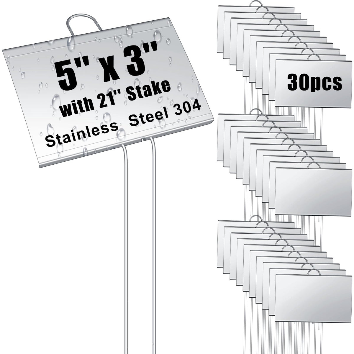 Landhoow 12 Pcs Large Plant Marker, 6'' X 8'' with 13'' Stake, Silver