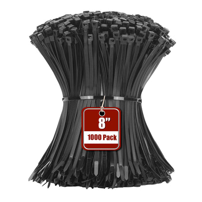 Armpow 8 Inch Garden Green Zip Tie 1000 PCS, 40 Lbs - Small to Medium Zip Tie, Nylon PA66 UV Resistant Cable Tie Heavy Duty for Indoor and Outdoor Use - Ideal for bundling and securing objects