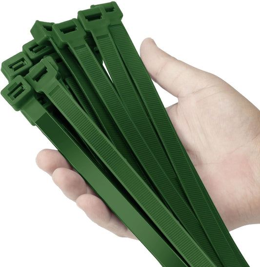 Armpow 24 inch Garden green Zip Ties Heavy Duty 50 PACK, 250 LBS Ultra Exclusive Strong Plastic Wire Ties, Large Cable Ties Extra Long Tie Wraps, Indoor and Outdoor UV Resistant