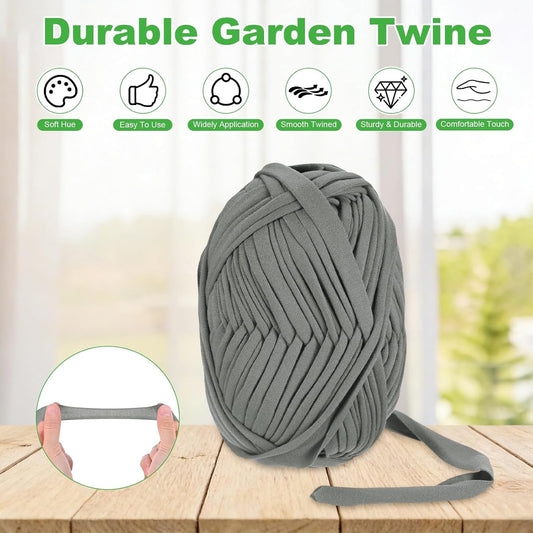 M METERXITY 2-Pack Garden Twine, 98 Feet Stretchy Gardening Tape for Climbing Plants/Tomatoes/Fruit Trees/Gardeners, Green Cloth Plant Ties [Dark Grey]