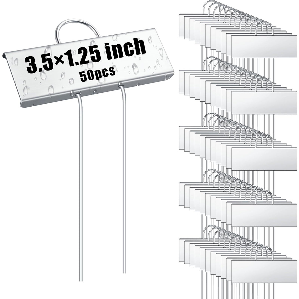 Landhoow 12 Pcs Large Plant Marker, 6'' X 8'' with 13'' Stake, Silver