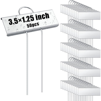 Landhoow 12 Pcs Large Plant Marker, 6'' X 8'' with 13'' Stake, Silver