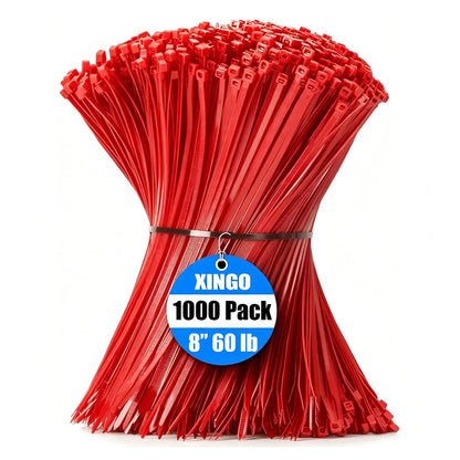 XINGO 1000 PCS Garden Green Zip Ties 8 Inch, 60 LBS Tensile Strength, Self-Locking Nylon Plastic Nylon PA66 Wire Ties for Indoor and Outdoor Use