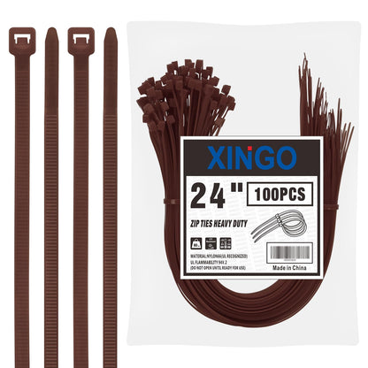 XINGO 18 inch Garden Green Zip Ties Heavy Duty (100 Pack), 60lb Tensile Strength, UV Resistant Cable Ties for indoor and outdoor use