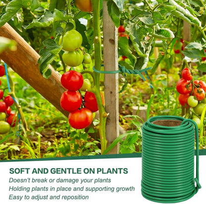 Tenn Well 66ft 3.5mm Garden Wire Rubber Coated Green Ties for Plants