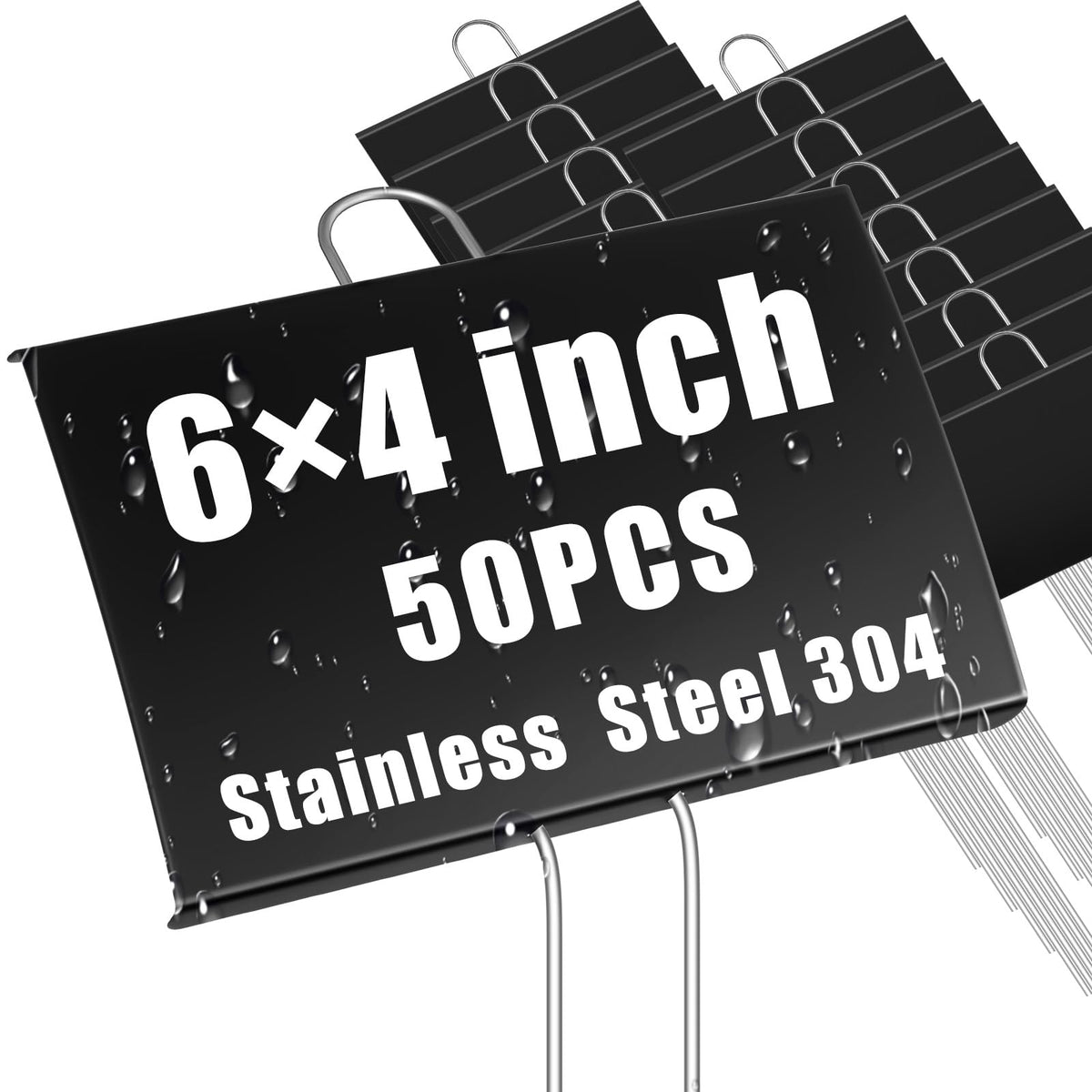 Landhoow 12 Pcs Large Plant Marker, 6'' X 8'' with 13'' Stake, Silver