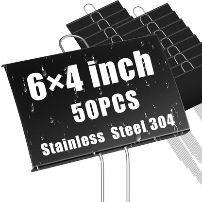 Landhoow 12 Pcs Large Plant Marker, 6'' X 8'' with 13'' Stake, Silver