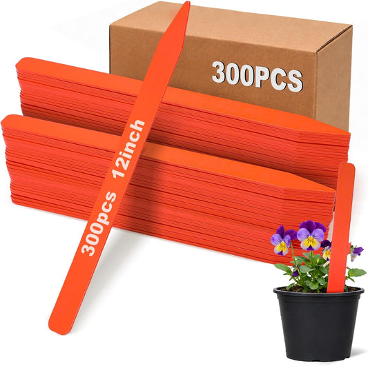 Weysat 300 Pcs 12" Wood Plant Labels for Field or Containers Plant Tags Wood Garden Labels for Seedling Stakes Markers Nursery Seed Tags with Smooth Surface for Pot Herbs Flowers Vegetables (Orange)