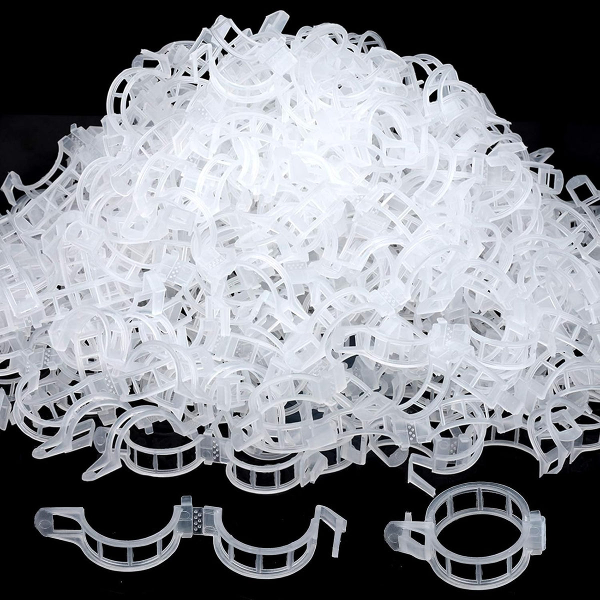 FANDAMEI 300 PCS Plant Support Clips, Plastic Garden Plant Ties, Tomato Clips Trellis for Tomato Cucumber Flower Squash Vine, 1” Inner Diameter for Climbing Plants