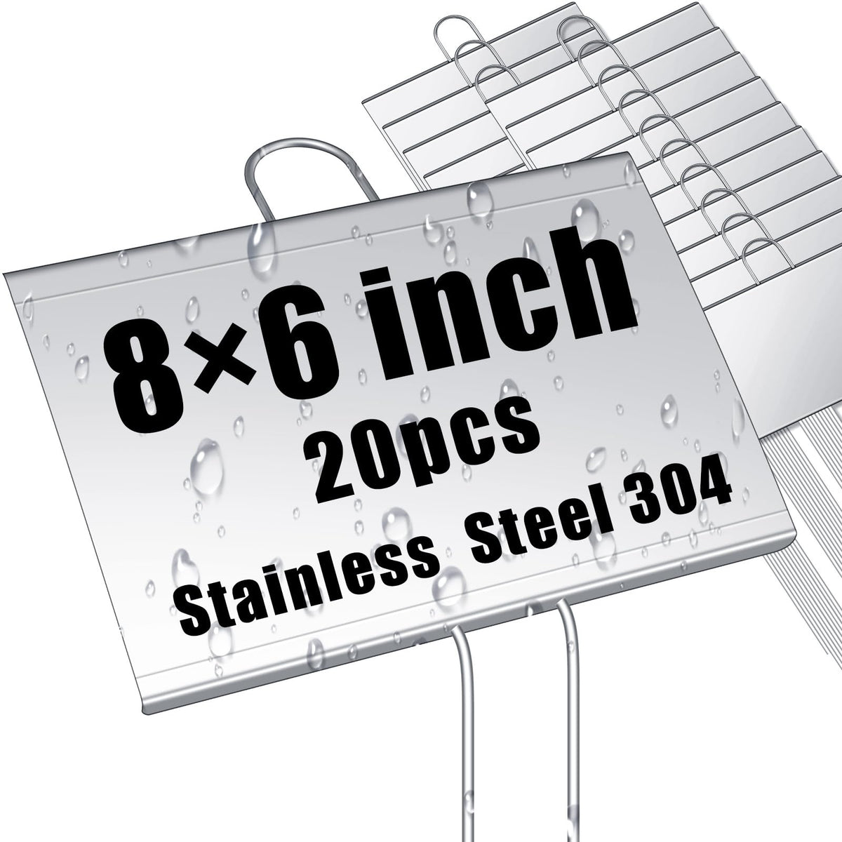 Landhoow 12 Pcs Large Plant Marker, 6'' X 8'' with 13'' Stake, Silver