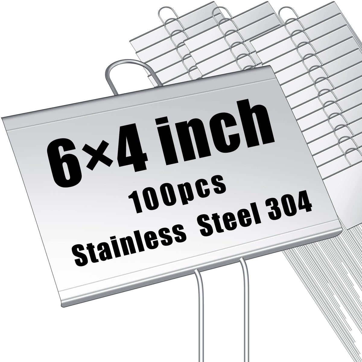 Landhoow 12 Pcs Large Plant Marker, 6'' X 8'' with 13'' Stake, Silver
