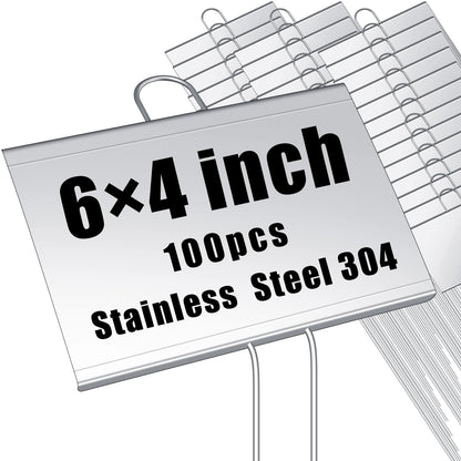 Landhoow 12 Pcs Large Plant Marker, 6'' X 8'' with 13'' Stake, Silver