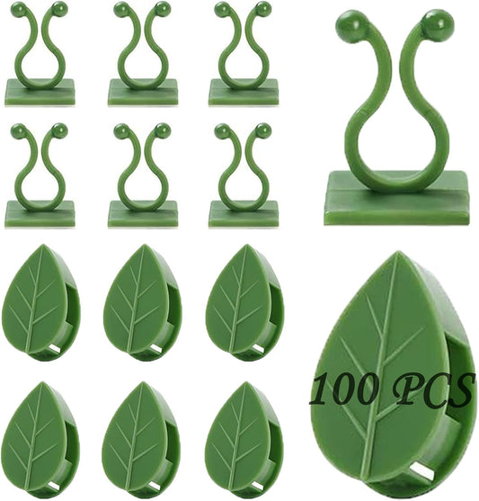 Plant Climbing Wall Fixture Clips, 100Pcs Self-Adhesive Plant Fixer Wall Clips Hook Vines Traction, Invisible Holder Leaf Shaped Wall Vines Fixing Clips Indoor Outdoor Decor