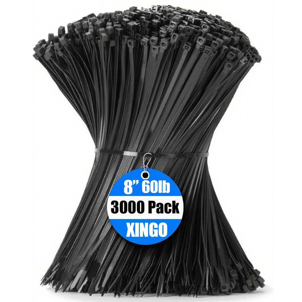 XINGO 1000 PCS Garden Green Zip Ties 8 Inch, 60 LBS Tensile Strength, Self-Locking Nylon Plastic Nylon PA66 Wire Ties for Indoor and Outdoor Use