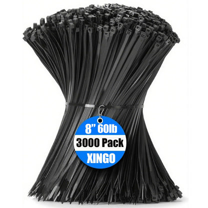 XINGO 1000 PCS Garden Green Zip Ties 8 Inch, 60 LBS Tensile Strength, Self-Locking Nylon Plastic Nylon PA66 Wire Ties for Indoor and Outdoor Use