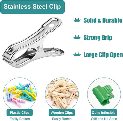 JULMELON 55 PCS Stainless Steel Garden Clips, Large Greenhouse Clamps