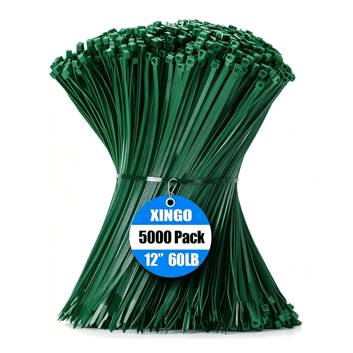 XINGO 1000 PCS Garden Green Zip Ties 8 Inch, 60 LBS Tensile Strength, Self-Locking Nylon Plastic Nylon PA66 Wire Ties for Indoor and Outdoor Use