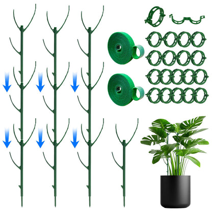 10 Plant Support Stakes for Indoor Plants with Clips & Plant Tie
