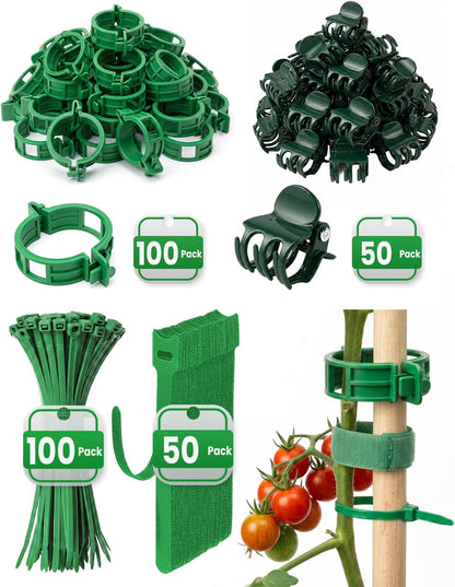 300Pcs Green Tomato Clips,Plastic Trellis Clips,Reusable Plant Support Clips for Tomatoes,Cucumbers,and Vines,Garden Supplies for Vertical Growing