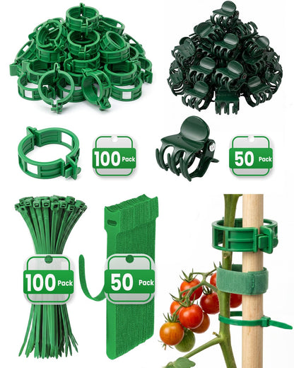 300Pcs Green Tomato Clips,Plastic Trellis Clips,Reusable Plant Support Clips for Tomatoes,Cucumbers,and Vines,Garden Supplies for Vertical Growing